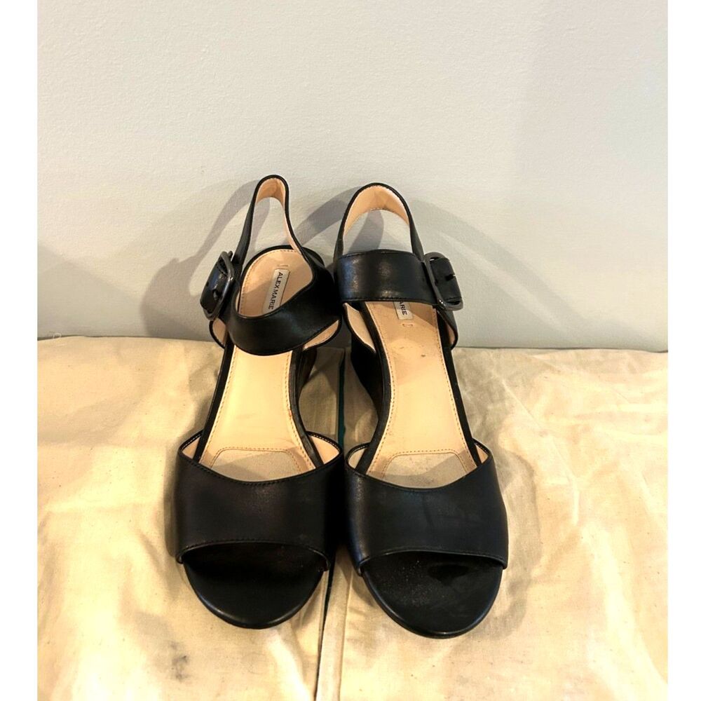 Alex Marie Black Leather Sandals - Size 7